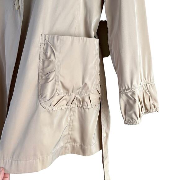 Les Copains Lightweight Neutral Belted Trench Coat Pleat Details in‎ Cream, M - Picture 8 of 13